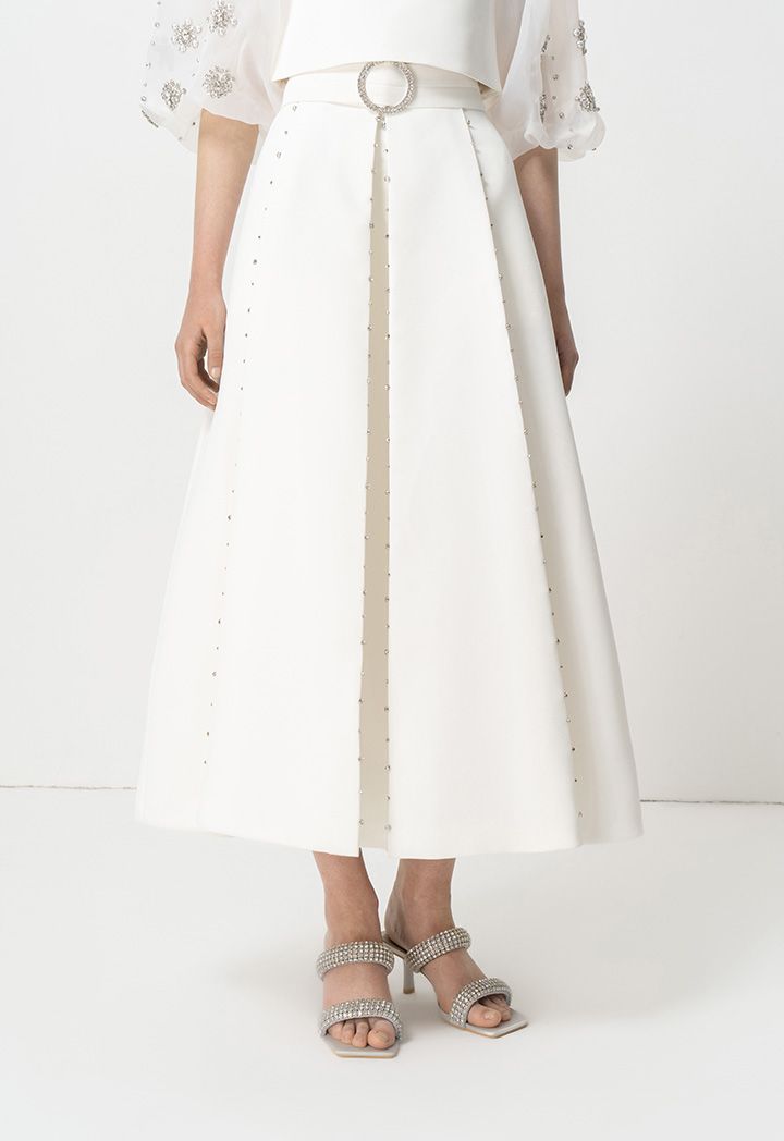 White maxi skirt embellished hotsell