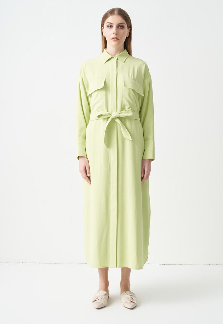 Belted maxi shirt dress shop