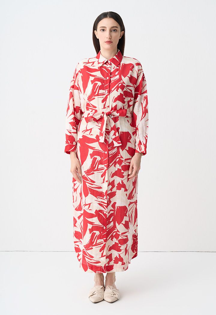 Long sleeve belted shirt dress outlet