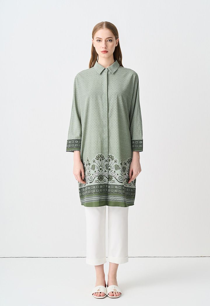 Printed Loose Fit Shirt Dress