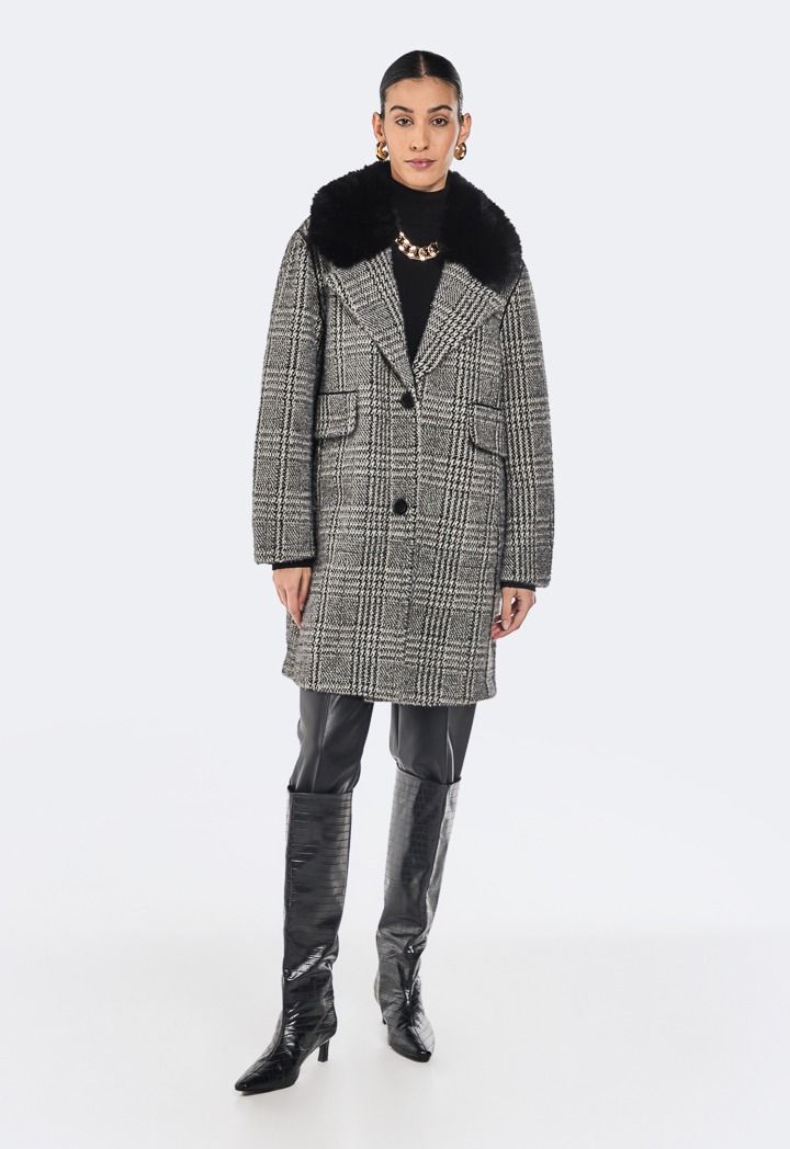 Contrast Faux Fur Coat