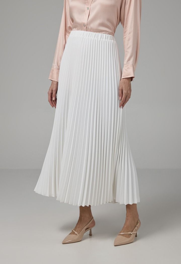 Solid Pleated Maxi Skirt