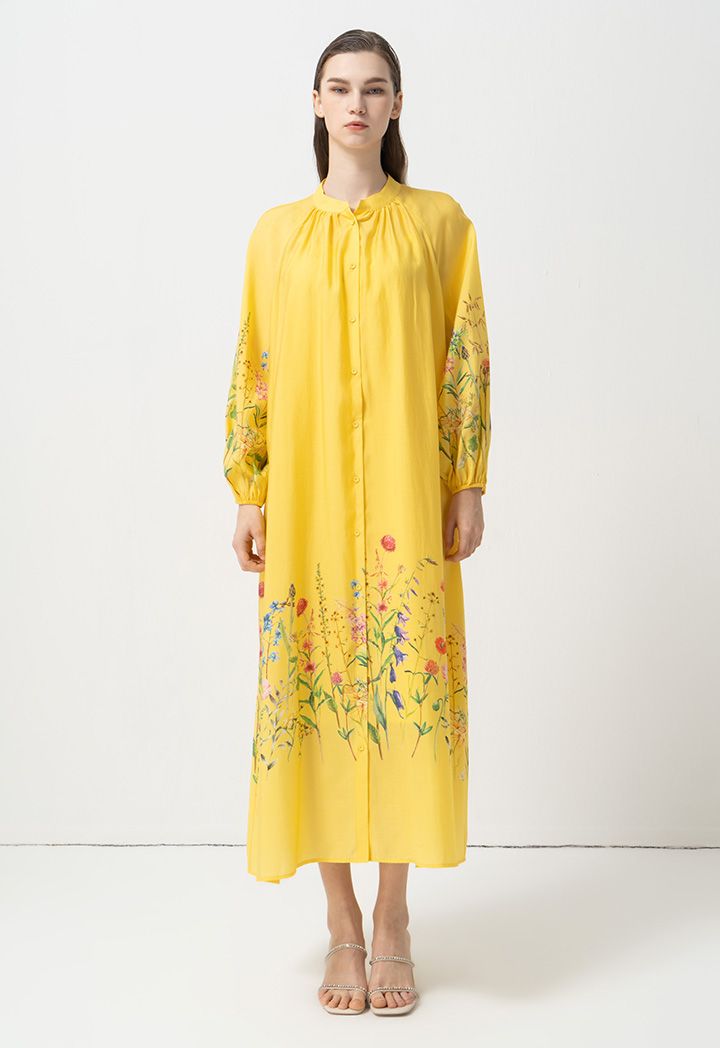 Mandarin collar maxi dress 2025