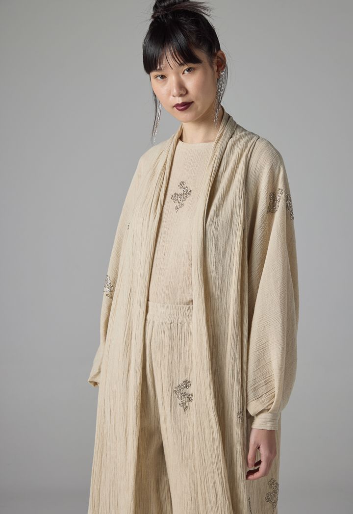 Solid Crystal Embellished Maxi Abaya