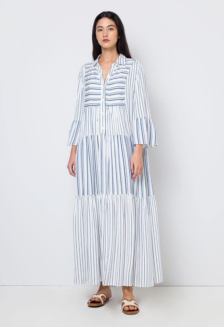 Striped Tiered Oversized Maxi Dress