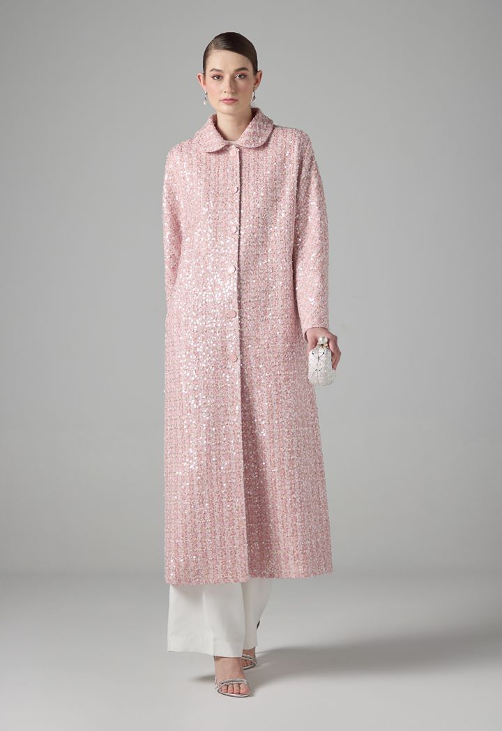 Long sequin coat discount