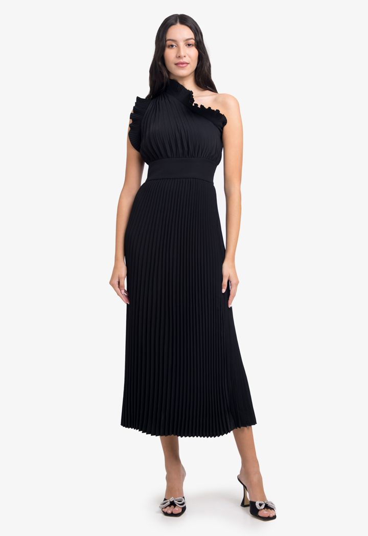 Electric Pleated Ruffle Maxi Dress Sale
