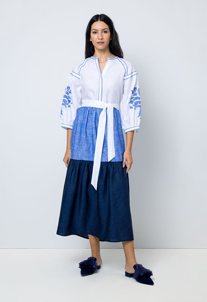 Maxi dress color block best sale