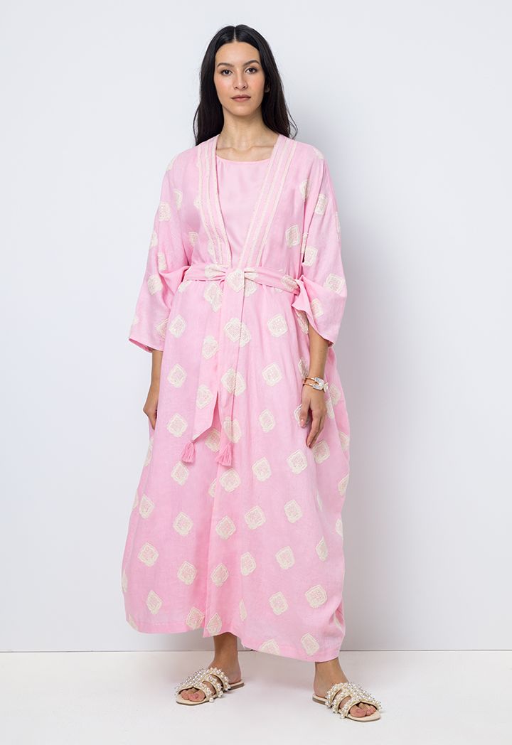 Embroidered Sequins Kimono Sleeves Abaya