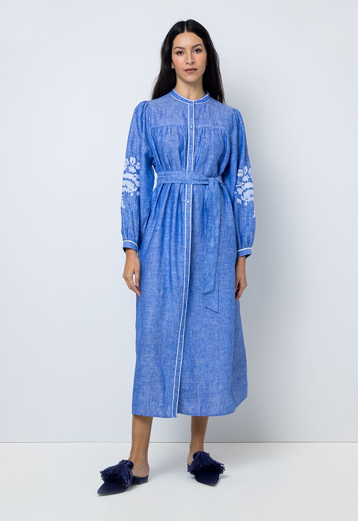 Embroidered maxi dress long sleeve shop