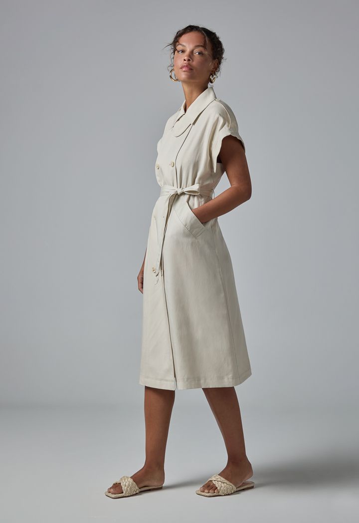 Short Sleeve Belted Shirt Dress