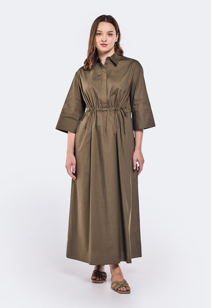 Drawstring waist maxi dress clearance