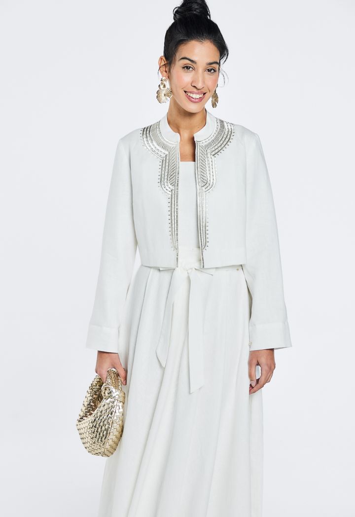 Embroidered cropped jacket new arrivals