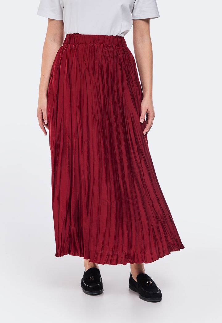 Crinkled Pleated Maxi Skirt