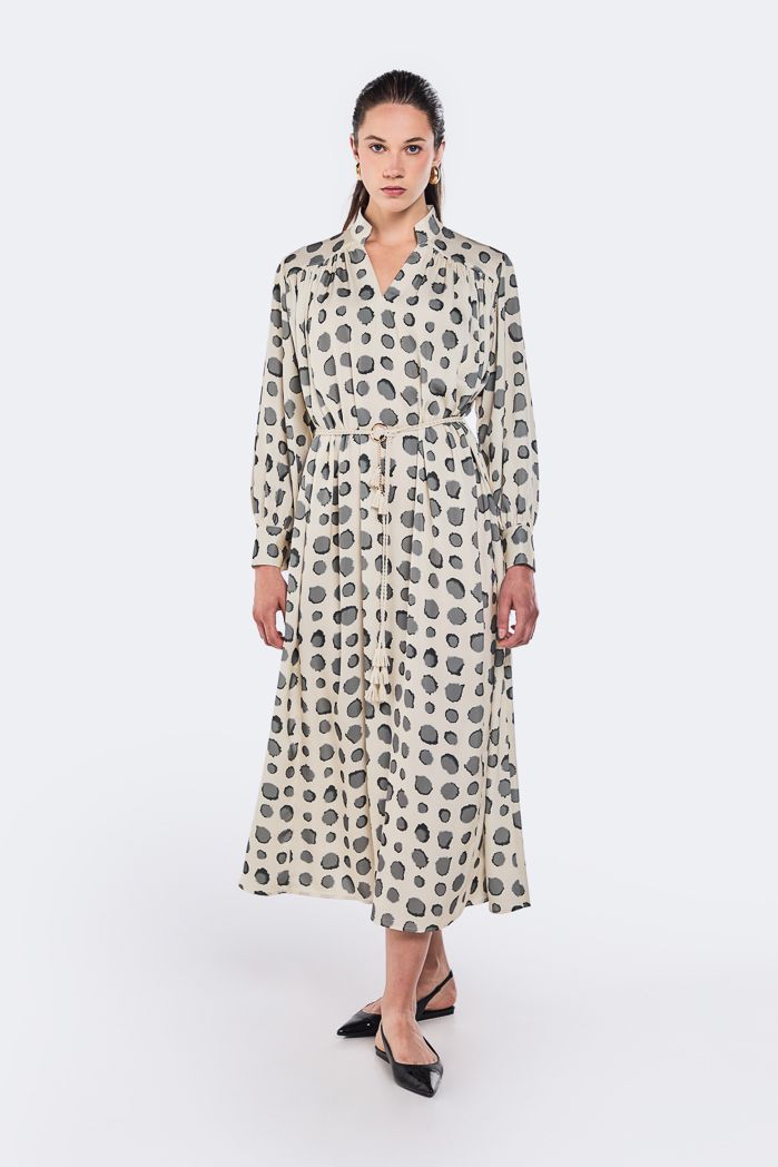 Polka Dot Dress With Braided Belt