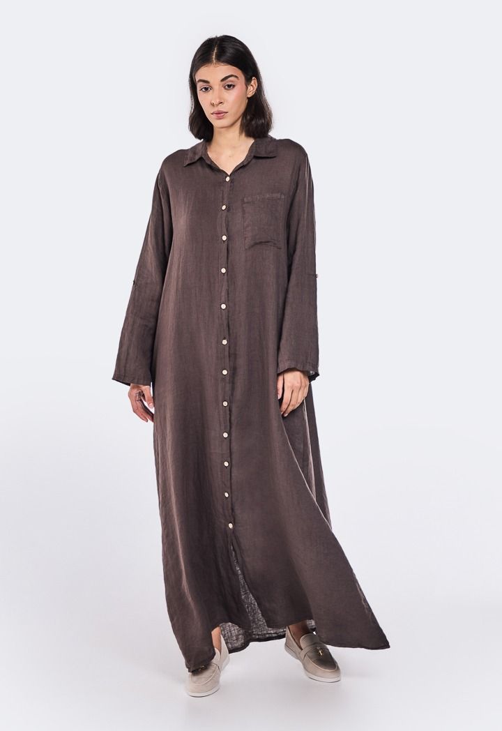 Maxi linen shirt dress store