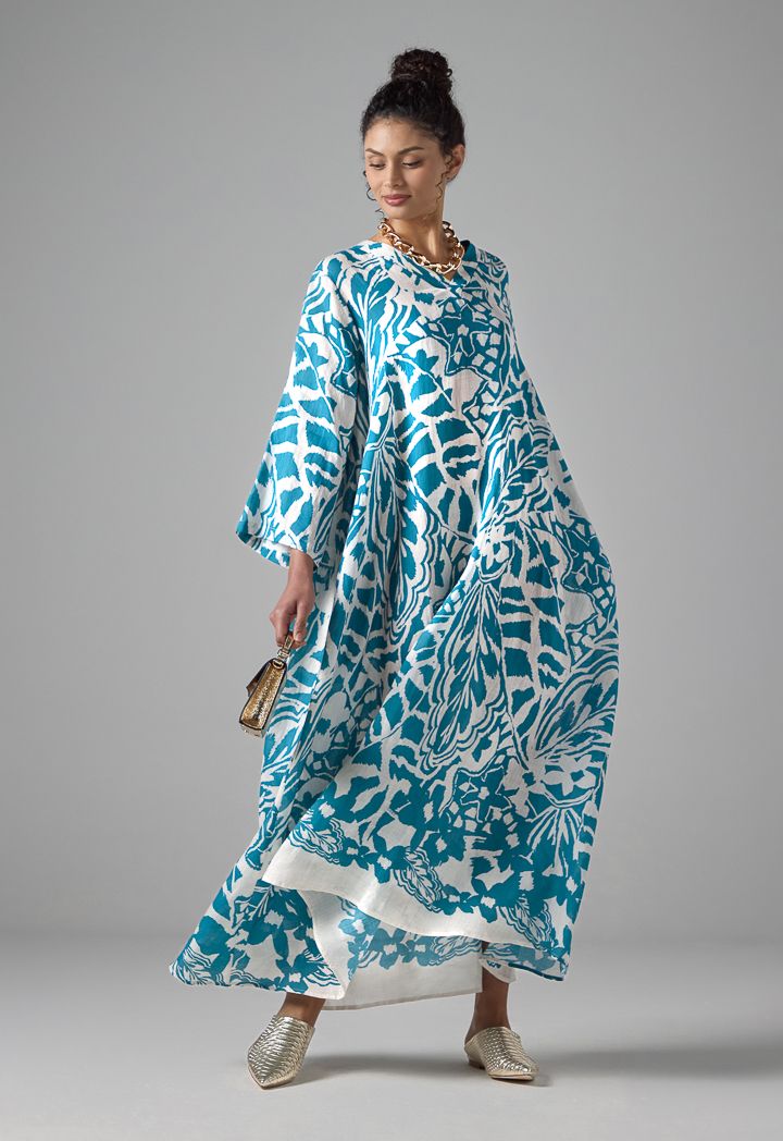 Oversized Printed Belted Maxi Dress