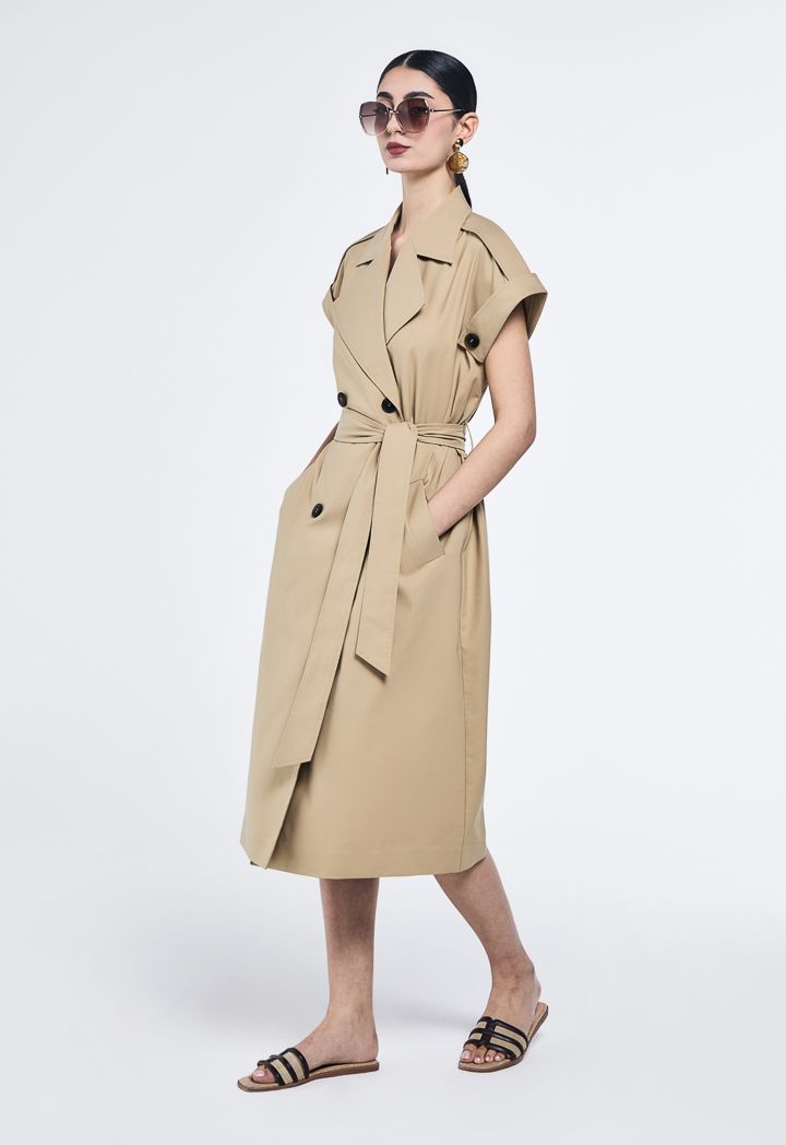 Sleeveless Trench Coat Dress