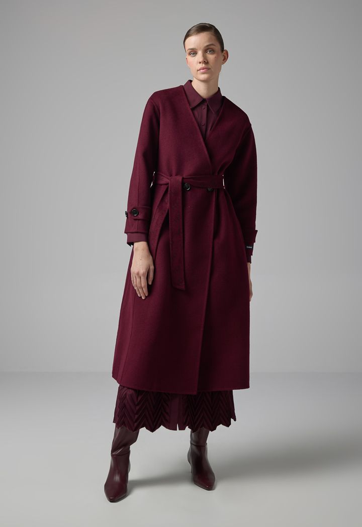 Wool Handmade Coat With Detachable Scarf
