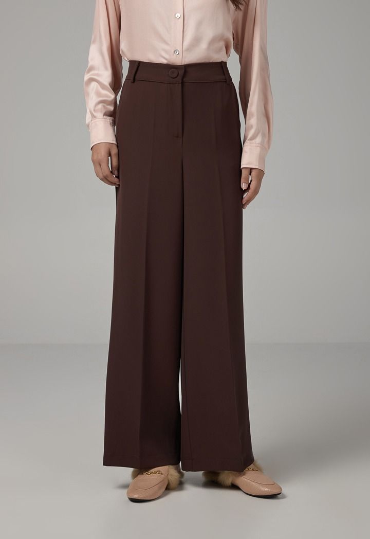 Basic Straight Wide Leg Trousers