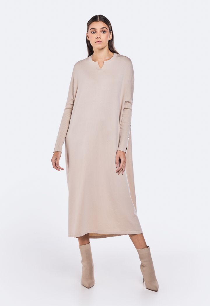 Button Embellished Knitted Dress