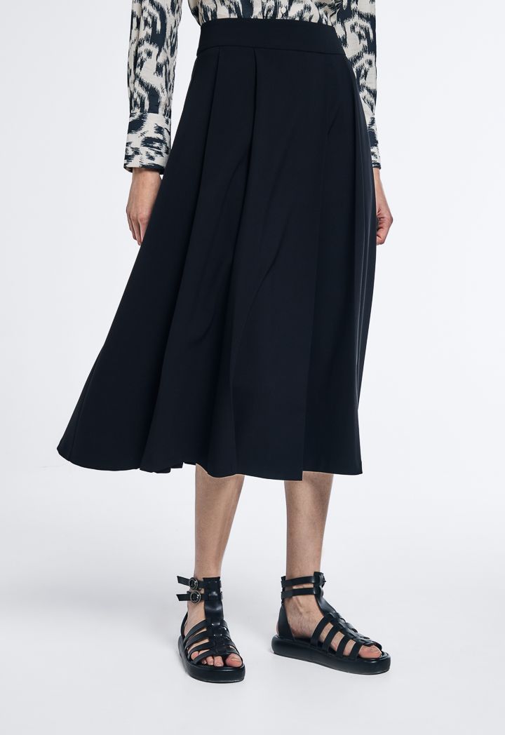 Box Pleated Midi Skirt