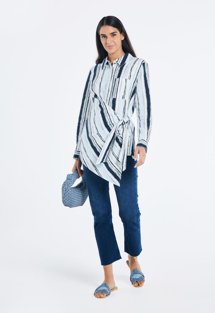 Multicolor Striped Wrap Shirt