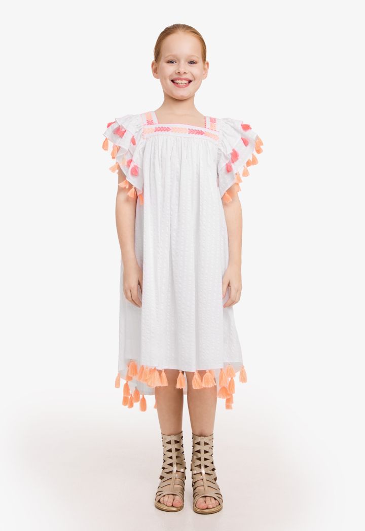 Embroidered tassel dress deals