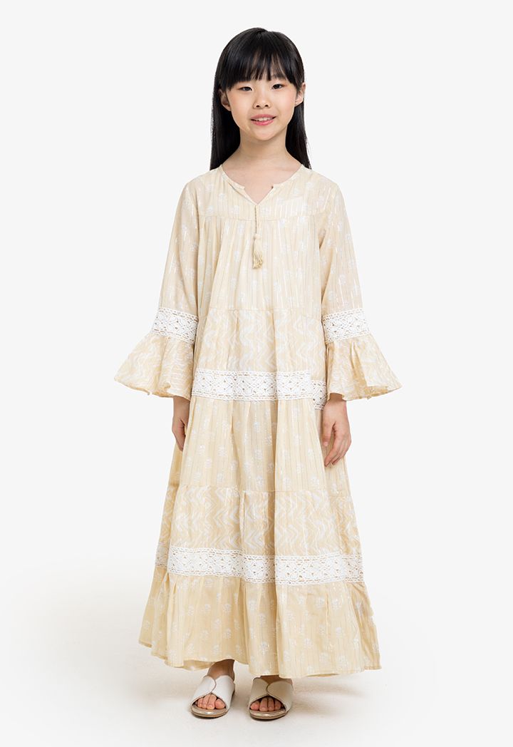 Embroidered lace tiered dress shop