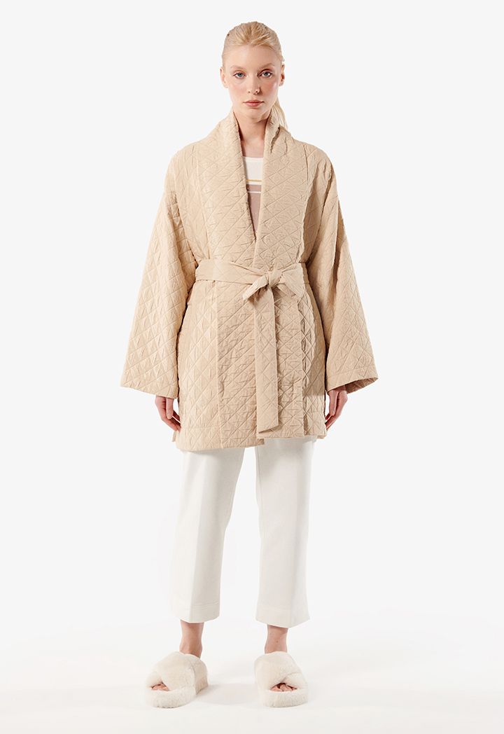Shawl Lapel Quilted Midi Kimono Sale