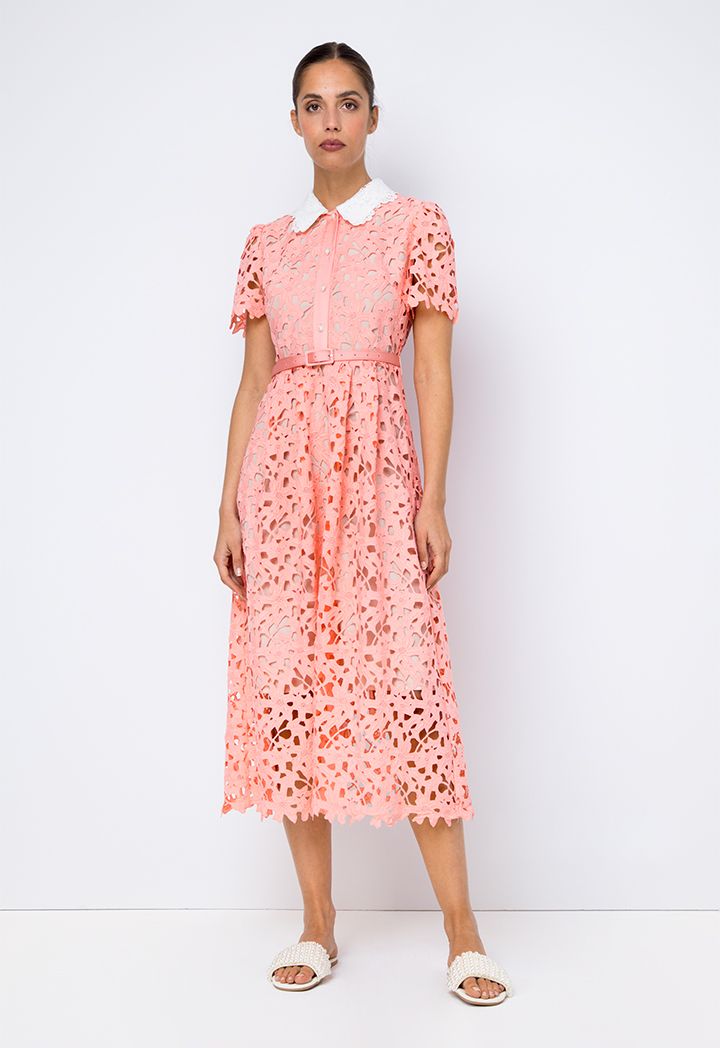 Lace belted dress new arrivals