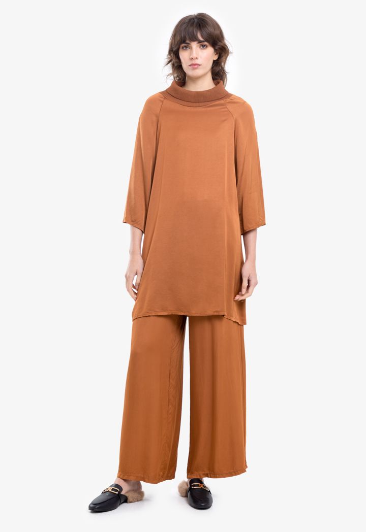Viscose High Neck Solid Tunic Dress Sale