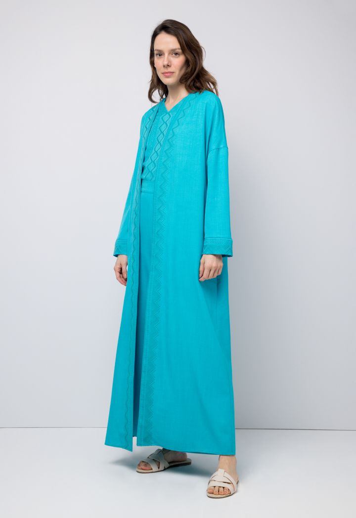 Embroidered open abaya clearance