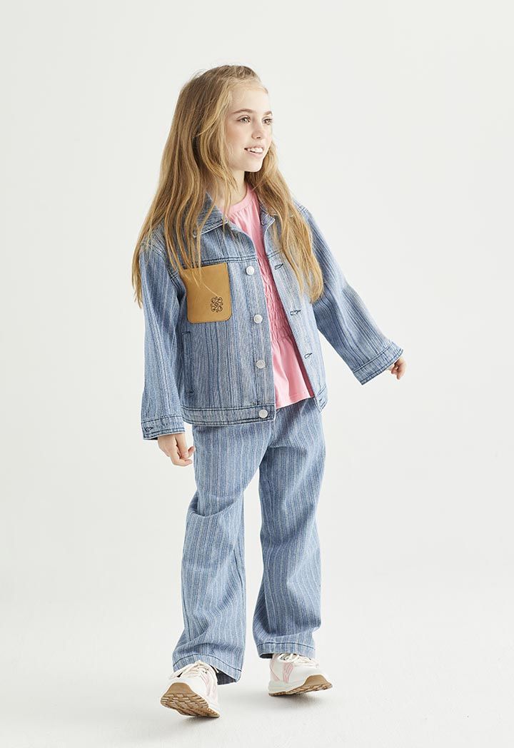 Striped denim jacket womens top