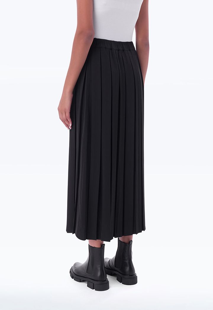 Multi Pleated Solid Maxi Skirt Sale