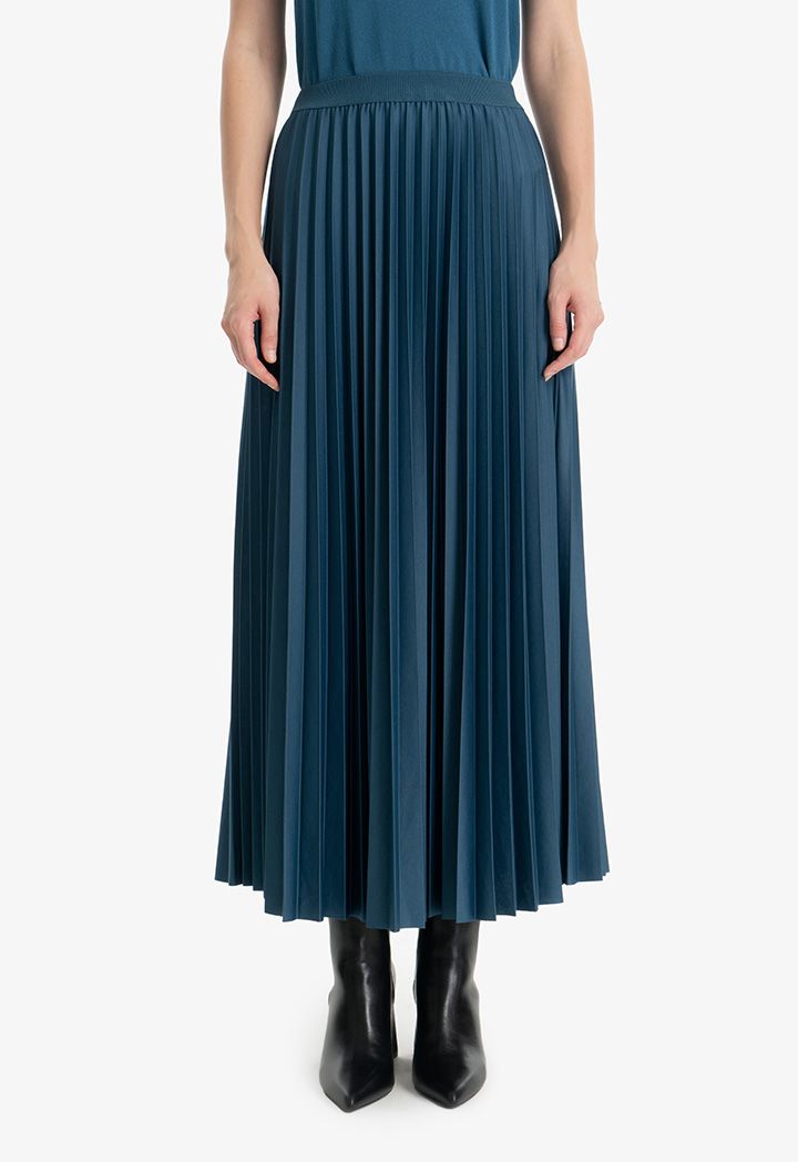 Micro Pleated Solid Maxi Skirt Sale