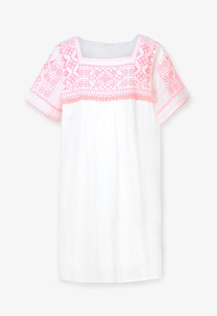 Embroidered short sleeve dress deals