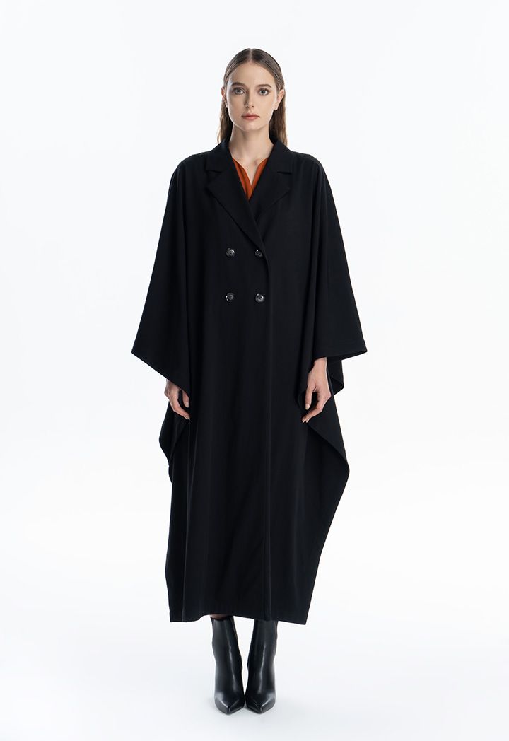 Solid Trench Coat Maxi Dress