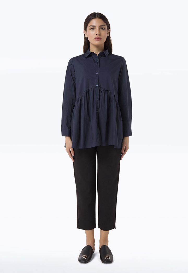 Empire Waist Gathered Solid Shirt Sale
