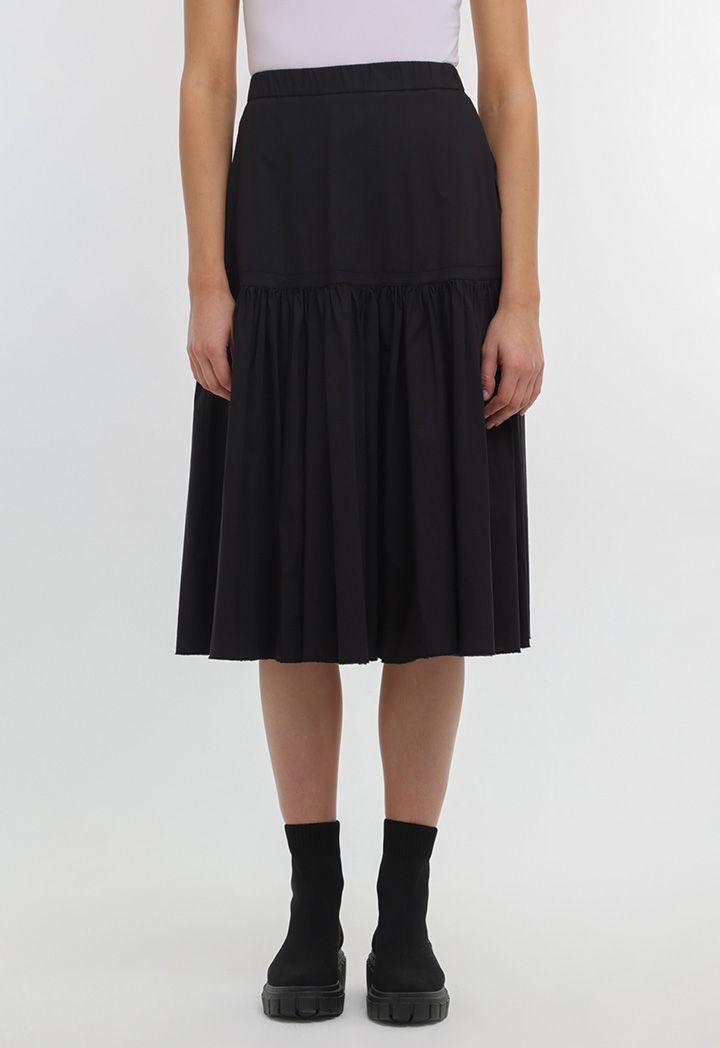 Solid Pleated Tiered Maxi Skirt Sale