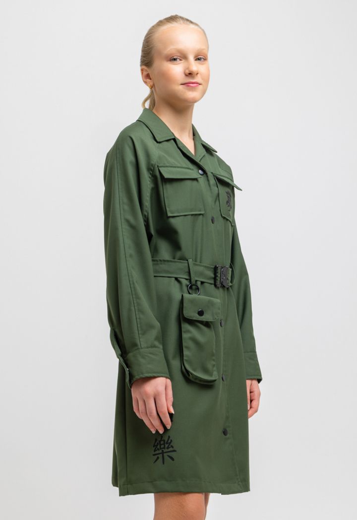 Army green shirt dress deals