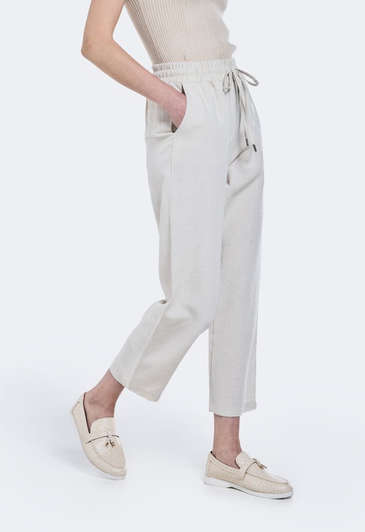 Elasticated Waist Linen Trousers