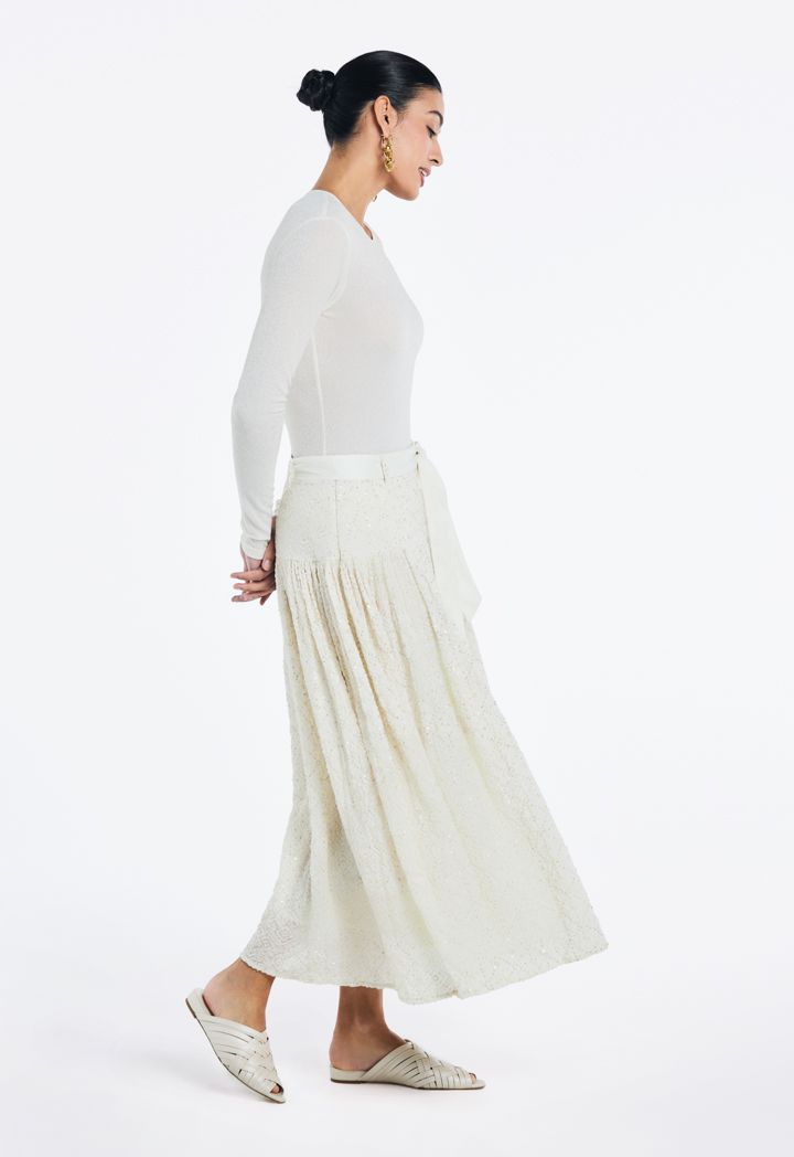 Embroidered sequin skirt shop