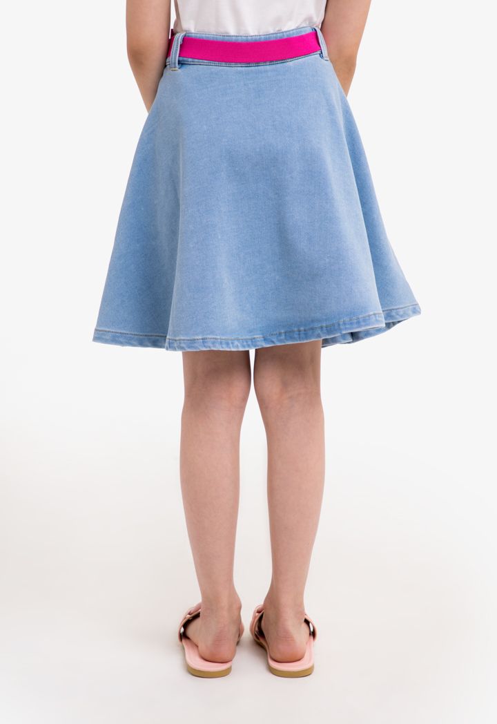 Knee length denim skater skirt new arrivals