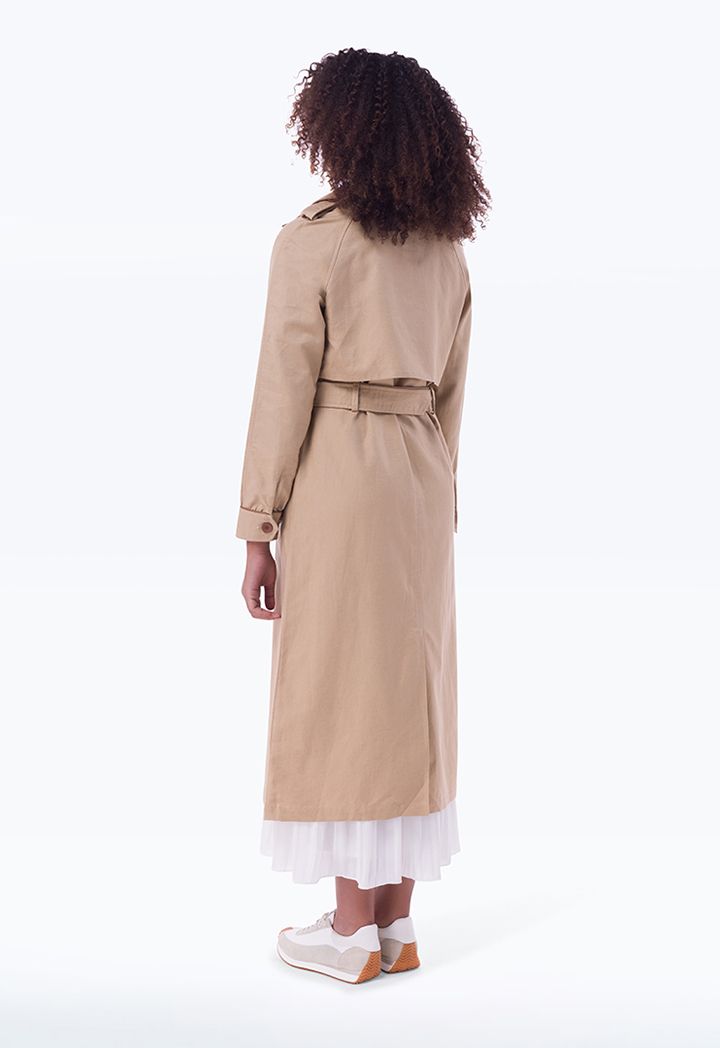 Double Breasted Solid Trench Coat Sale