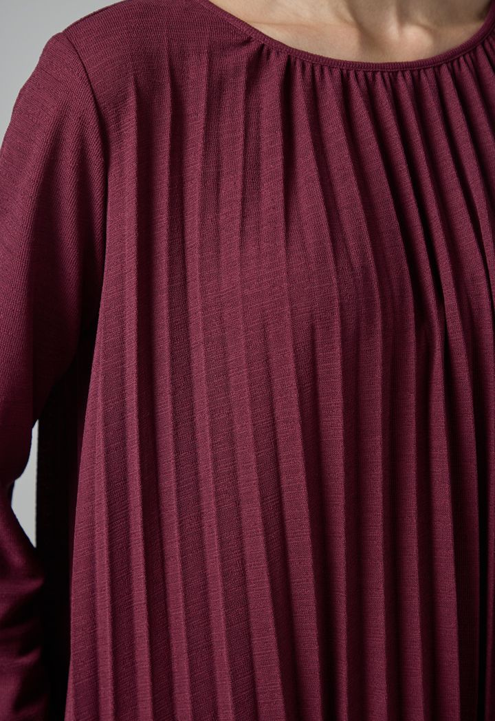 Long Sleeve Pleated Maxi Dress