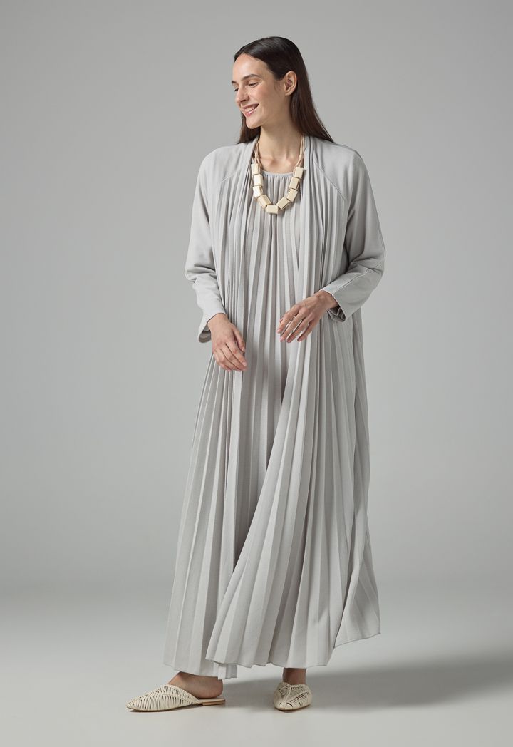 Long Sleeve Pleated Maxi Dress