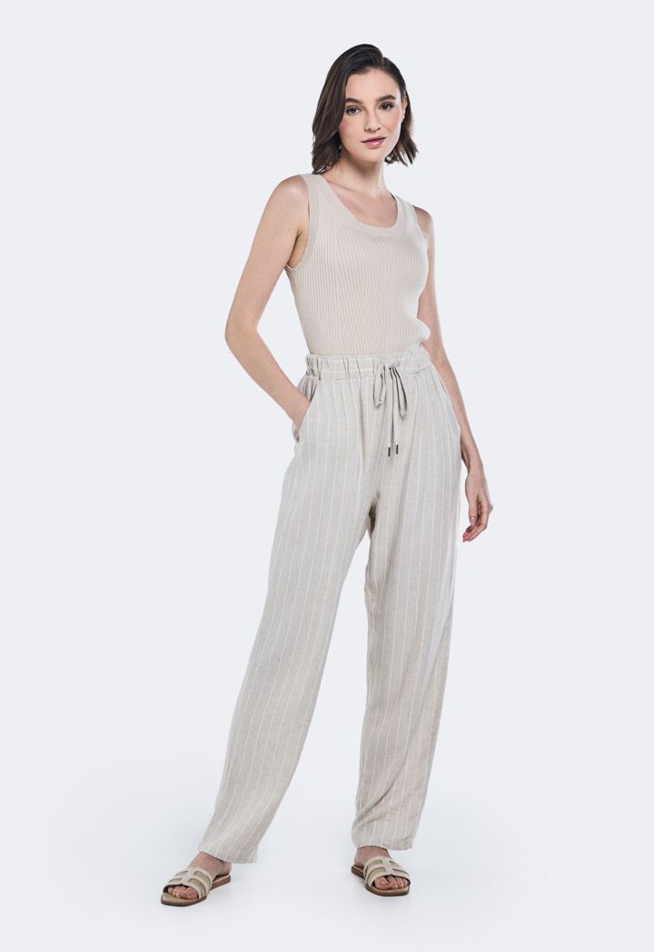 Striped linen pants on sale