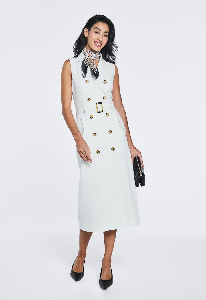 Sleeveless belted blazer dress deals