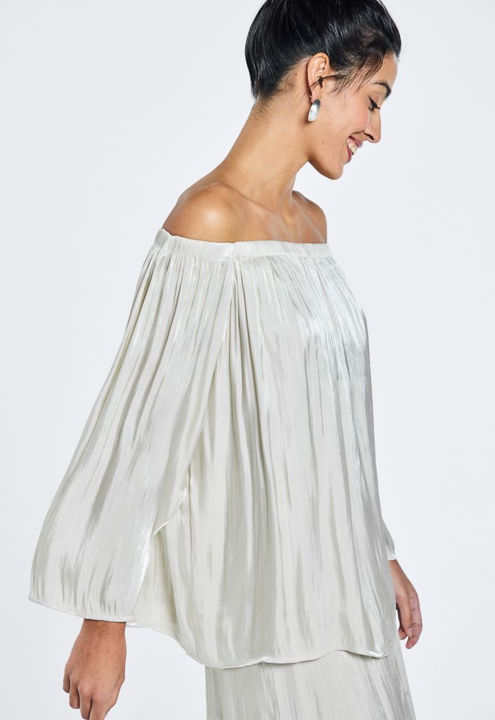 Metallic Effect Off Shoulder Blouse